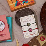 El Regalo 2PCs Auspicious OM/Swastik/Floral Hand Painted Bhaiya, Bhabhi Rakhi Set - Designer Rakhi Combo with Roli Chawal Shagun, Message Card in Rakhi Gift Box (Peacock & Flower Rakhi)