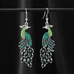 El Regalo Vintage Ethnic Peacock Earrings for Women- Elegant Oil Drop Rhinestone Dangle Earring Party Jewelry (Green)