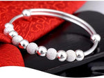 El Regalo Cute 1PC Adjustable Baby Bangle Bracelet for Girls & Boys - 925 Silver Plated Infant Bracelet with Sparkly Beads, Bell & Heart Charm - Ideal Gift for Babies & Toddlers (5cms Diameter) (Style-3)