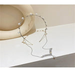 El Regalo Fancy Tiara Pearl Tassel Hairband- Pearl, Rhinestone Crystals Bridal Hairband for Girls & Women