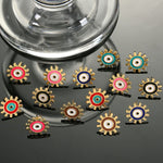 El Regalo 2 Pairs Evil Eye Enameled Post Back Stud Earrings for Girls & Women- Cute & Colorful Turkish Lucky Evil Eye Studs (Evil Eye Studs Option-2)
