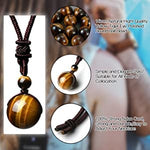 El Regalo 3 PCs Unisex Healing Crystals Necklace- Tiger Eye, Obsidian, Red Tiger Eye Chakra Beads Stone Adjustable Pendant Necklace for Women Men Girls Boys