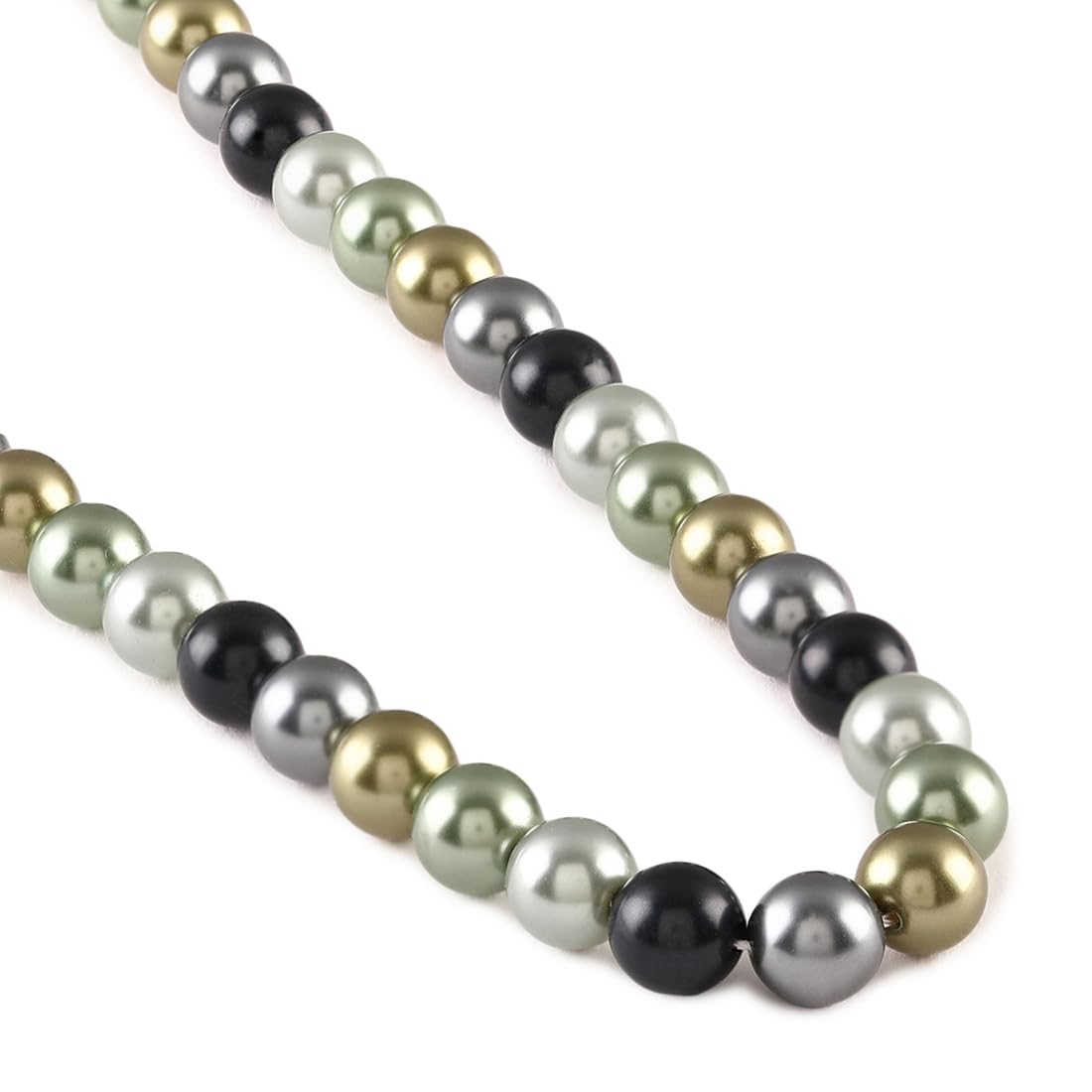 El Regalo Elegant Pearls Chain Necklace for Women/Girls- Stainless Steel Chain Necklace with Multi Green Pearls with Glass Finish for Women