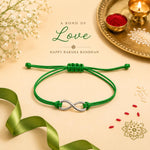 El Regalo 1PC Minimalist Infinity Rakhi for Brother- Simple Infinity Rakhi with Roli Chawal, Rakhi Message Card in Rakhi Gift box for Brother (Green)