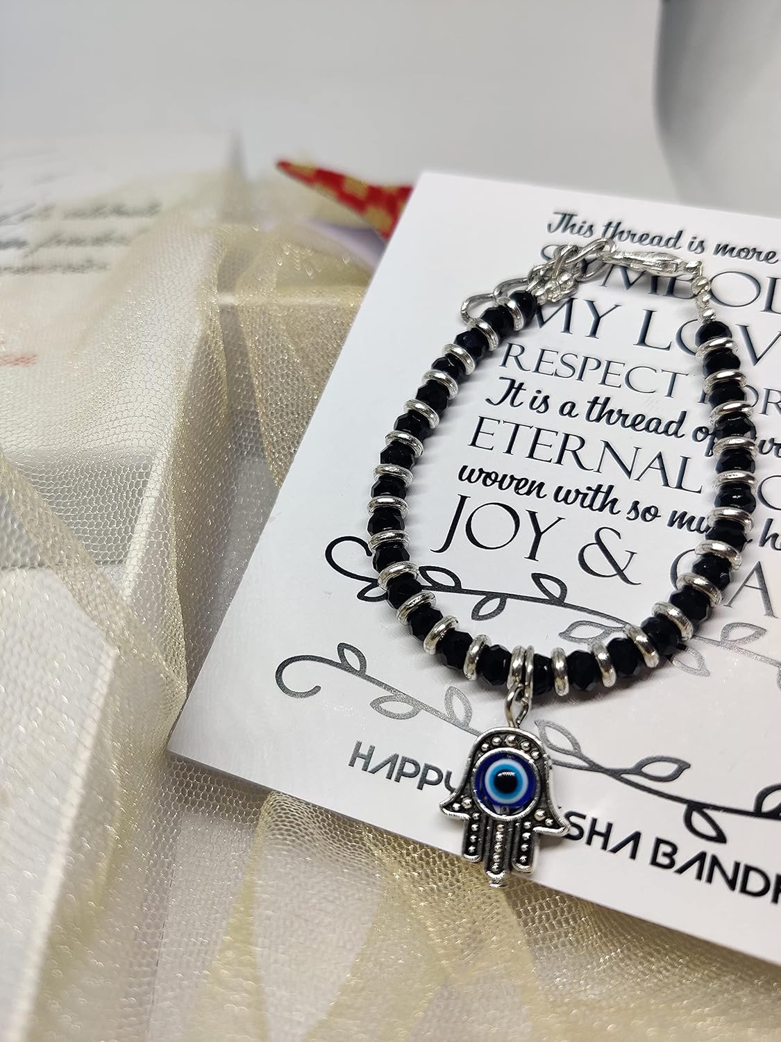 El Regalo 1st Rakhi for Baby Brother - Nazaria Rakhis for Little Brother/Niece/Nephew (Hamsa Evil Eye Nazaria Rakhi)