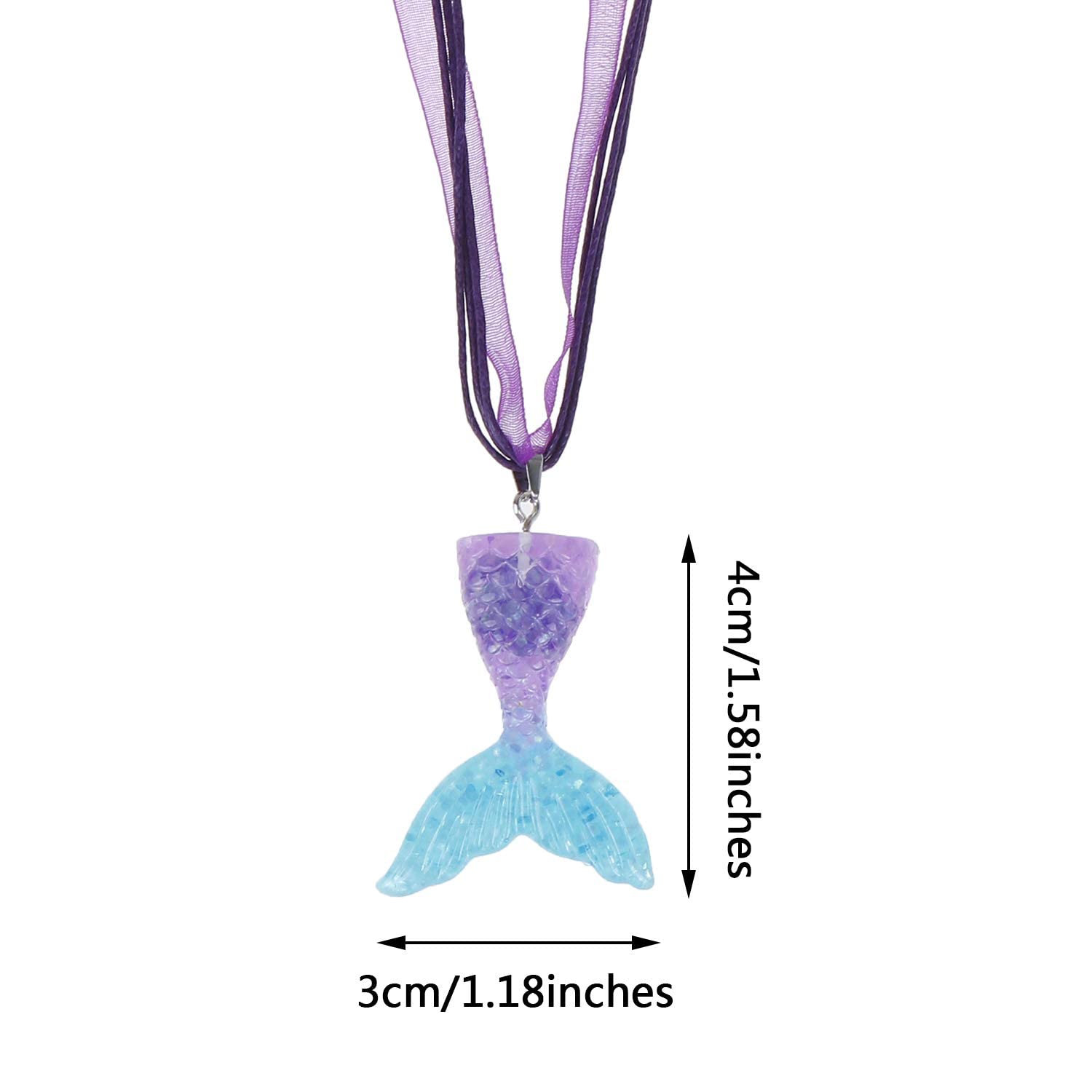 El Regalo 2Pcs Mermaid Fish Tail Necklaces Set- Mermaid Fishtail Necklace Gorgeous Pendant Necklace for Mermaid Birthday Supplies Girl's Party Ocean Theme Party Supplies (Color Option- 3)