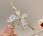 El Regalo Fancy Large Shark Hair Clutcher Clip - Metal Rhinestone Crystals Butterfly Hair Claw for Women - Wedding/Party Hair Accessories