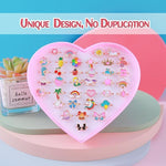 El Regalo 36 Pcs Adjustable Enamel Kids Rings - Unicorn, Rainbow, Strawberry, Flowers & More | No-Duplicate Dress-Up Jewelry Box for 4-12 Year Old Girls - Birthday, Christmas, Valentines