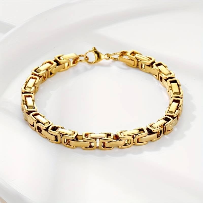 El Regalo Stainless Steel Byzantine Chain Bracelet for Men - Timeless Luxury Jewelry for Men- Anti Tarnish/Waterproof Bracelet