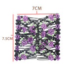 El Regalo 2PC Magic Easy Hair Combs Clips- Fancy Double Stretching Combs Clip Thick & Thin Hair Multistyling Hair Accessory For Women & Girls (Pink & Purple)