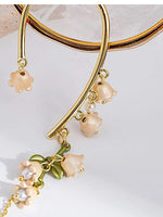 El Regalo 1 Pair Lily of the Valley Ear Cuffs Earrings for Women, Non Piercing Leaf Lily Flower Ear Cuffs Wrap Clip on Crawler Climber for Women