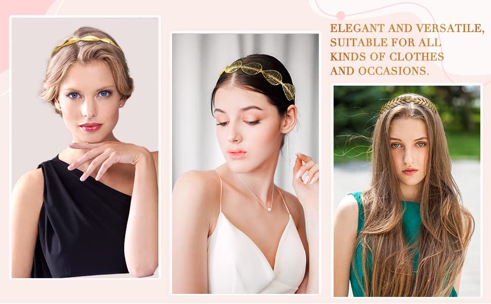El Regalo's Golden Leaves Vintage Crown Style Metal Hairband/Tiara Hair accessories for Kids/Girls/Teens/Women- Bridal Crown Hairbands (Option-3)