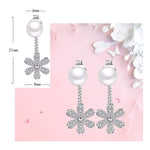 El Regalo Tiny Front Back Flower Pearl Earrings for Women | Premium Silver Plated CZ Studded Cute Jacket Earrings | 2-in-1 Versatile Minimalist Korean Style Earrings