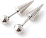 El Regalo 1 Pair Surgical Stainless Steel Spike Unisex Stud Earrings- Septum Lip Rings Cartilage Tragus Helix Piercing for Women Men (Silver)