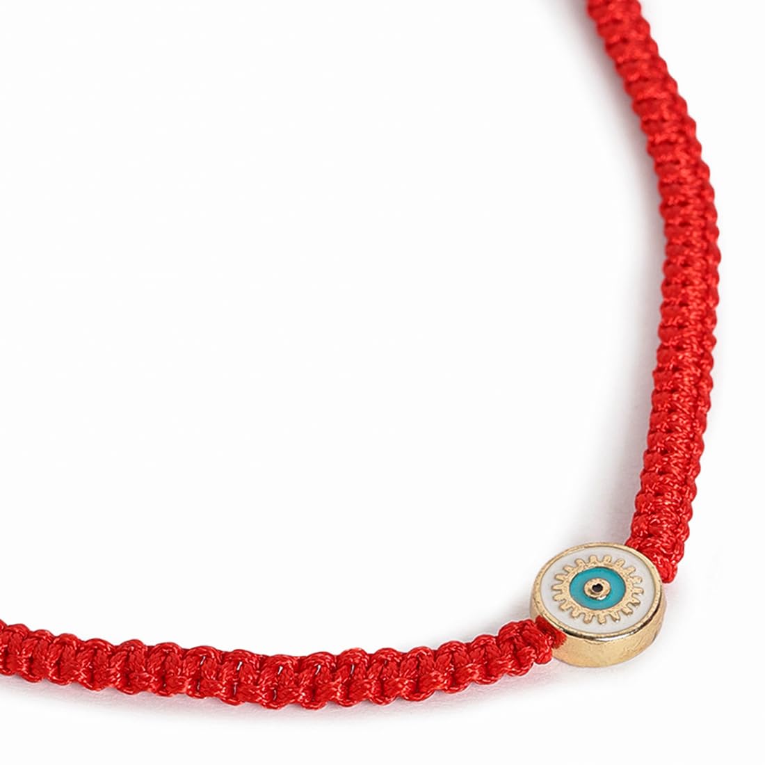 El Regalo Fancy Red Evil Eye Rakhi for Brother/Bhai- Designer Evil Eye Rakhi for Brother with Roli Chawal, Rakhi Message Card in Rakhi Gift Box (White Evil Eye)