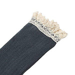 El Regalo Women Cotton Knit Boot Socks, Knee High Tube Socks with Lace Trim for women & Teens (Gray)