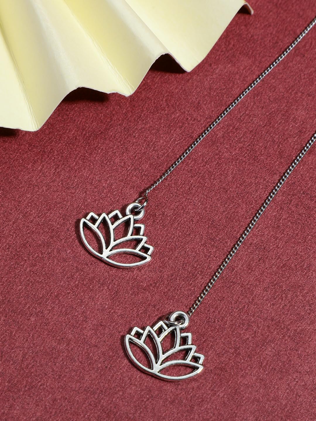 El Regalo Minimalist & Elegant Lotus Needle Threader Earrings for Girls & Women - Symbol of Inner Beauty and Triumph