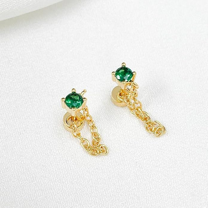 El Regalo Link Chain Earrings- Dangle Geometric Stainless Steel Drop Western Earrings for Women Girls (Golden Link Studs)