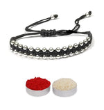 El Regalo Simple Minimalist Beaded Bracelet Rakhi for Brother/Bhai with Roli-Chawal, Rakhi Message Card in Gift Box - Handcrafted, Elegant, Perfect Raksha Bandhan Gift