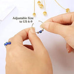 El Regalo 2PCs Eye Catching Fidget Meditation Adjustable Finger Rings for Girls & Women- Retro Blue Evil Eyes Opening Adjustable Rotating Beads Rings