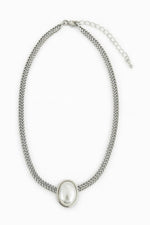 El Regalo Elegant Stainless Steel Pearl Choker Necklace for Girls/Women - Waterproof Classic Contemporary Chain with Center Statement Bead - Anti-Tarnish Modern Jewelry
