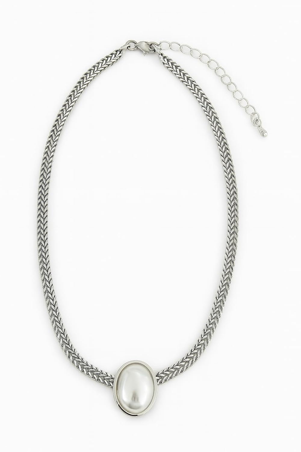 El Regalo Elegant Stainless Steel Pearl Choker Necklace for Girls/Women - Waterproof Classic Contemporary Chain with Center Statement Bead - Anti-Tarnish Modern Jewelry