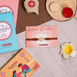 El Regalo 1PC Chakra Rakhi for Brother- Designer Chakra Reiki Healing Symbols Hand Braided Rakhi with shagun, Rakhi Card in Gift Box for Bhaiya/Bhabhi/Niece/Nephew (Sacral Chakra)
