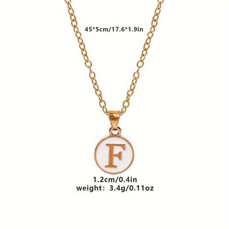 El Regalo Unisex Personalized Name Initial Letters Pendant Necklace-Enamelled Name Initials Pendant with Stainless Steel Chain (F)