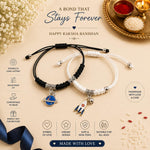 El Regalo 2PCs Kids Rakhi Combo Set for Brother- Space Theme (Planet & Rocket) Charms Bracelets with Roli Chawal, Rakhi Message Card in Rakshabandhan Box