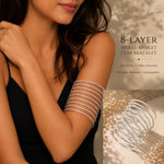 El Regalo Multi Layer Spiral CZ Armlet Cum Bracelet for Women & Girls | Adjustable Upper Arm Bracelet & Wrist Wrap Bangle | Gold Plated Crystal Spiral Arm Cuff | Party, Wedding & Western Jewelry (White)