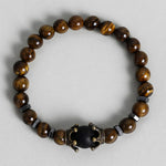 El Regalo 1 PC Natural Tiger Eye Stones Antique Charm Rakhi for Brother/Bhai- Natural Stones Rakhi with Roli-Chawal Shagun, Rakhi Message Card in Rakhi Gift Box