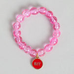 El Regalo 4 PCs BFF Best Friends Forever Rainbow Beaded Charms Bracelets Set- Cute BFF Charms Stretchy Party Favors/Friendship Day/Birthday Gift Jewelry for Baby Toddler Girl (Option-1)