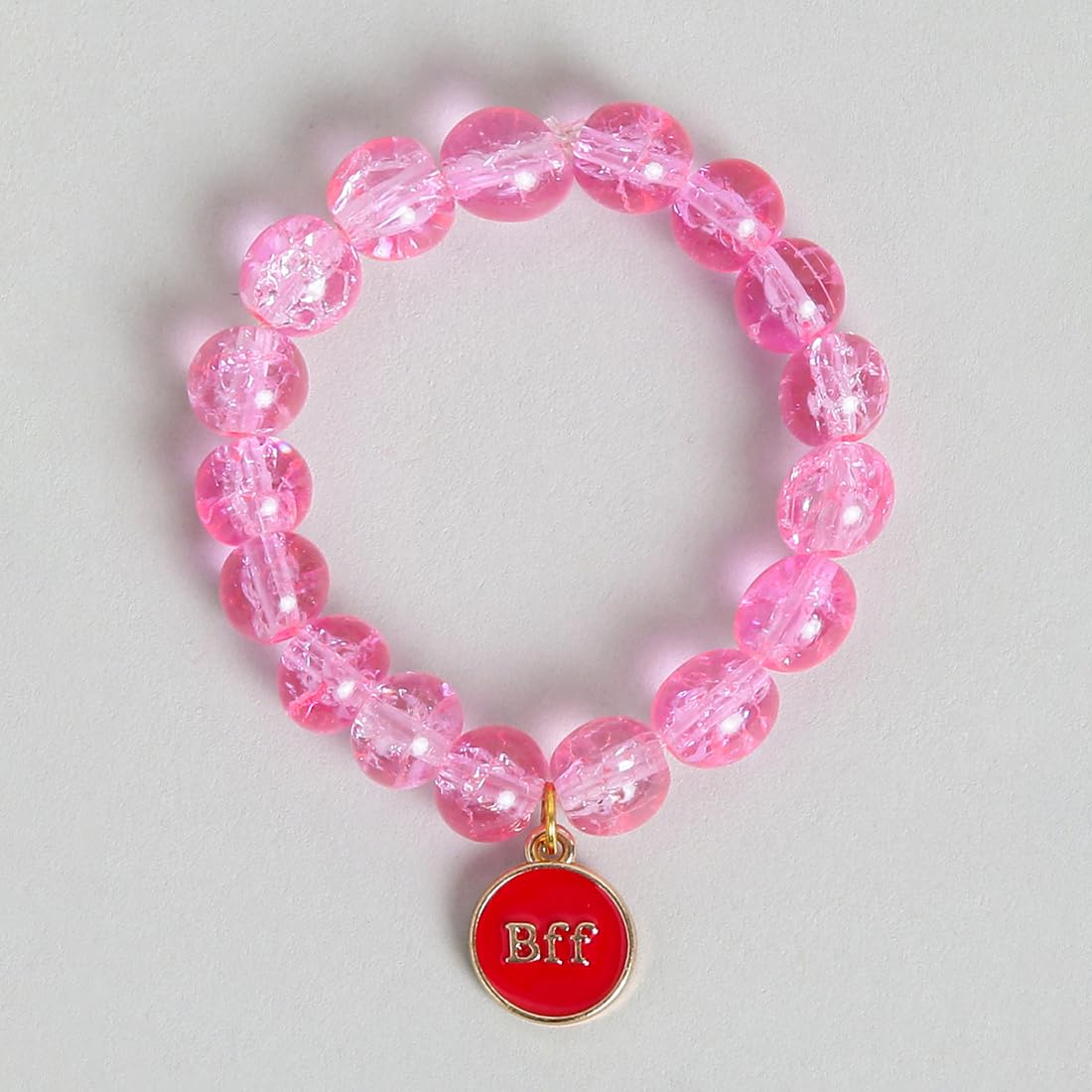El Regalo 4 PCs BFF Best Friends Forever Rainbow Beaded Charms Bracelets Set- Cute BFF Charms Stretchy Party Favors/Friendship Day/Birthday Gift Jewelry for Baby Toddler Girl (Option-1)