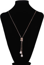 El Regalo Fancy Long Rhinestone Pearls Drop Pendant Adjustable Long Necklace for Girls & Women - Sweater Chain Pendant Neclace (Gold)