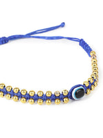 El Regalo 2PCs Simple Evil Eye Silver & Golden Beads Bracelet Rakhi Set for Brothers/Bhaiya-Bhabhi with Roli Chawal In Rakhi Gift Box- Elegant Rakhi for Bhai (Red & Blue Golden)