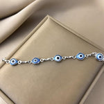 El Regalo Evil Eye Rakhi for Brother/Bhai with Roli Chawal, Rakhi Message Card in Rakhi Gift Box (Silver Blue)