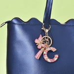 El Regalo Personalized Name Initials Butterfly Charm Keychain - Custom Letter Keyring with Pink Tassel & Butterfly Pendant, Purse, Bag, Backpack Accessory (C Letter)