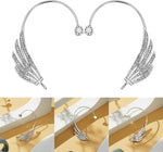 El Regalo Women's Zircon Ear Cuff Wrap No Piercing Earring- Sparkling Rhinestone Angel Wing Ear Cuffs Non-Piercing Earrings Glitter Iced Out Crystal Angel Wings Cartilage Climber Ear Wrap