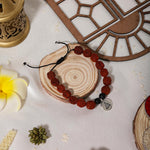El Regalo 1PC Auspicious Natural Rudraksha & Lava Beads Rakhi for Brother- Designer Rudraksha Beads Rakhi with Roli Chawal, Rakhi Message Card in Rakhi Gift Box (Silver Budhdha)