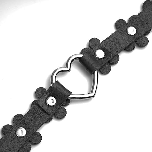 El Regalo Heart Flower Choker Necklace for Girls/Women (Black)
