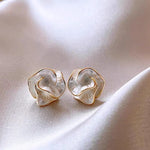 El Regalo Enamel Flower Studs Earrings for Women/Girls- Elegant White Camellia Floral Stud Earrings