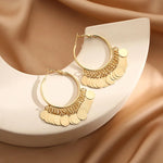 El Regalo Bohemian Gold Hoop Earrings with Hanging Coin Discs for Women & Girls | Light Indo Western Chandbali Style Bali | Gypsy Festival & Party Fashion Jewellery