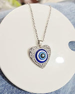 El Regalo Evil Eye Pendant Necklace for Girls & Women | Evil Eye Necklace Third Blue Eyes Amulet Protection Pendant for Girls & Women (Heart Silver)