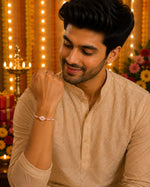 El Regalo Evil Eye Bracelet Rakhi for Brother with Roli Chawal in Gift Box (Pink)