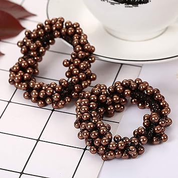 El Regalo 4PCS Fancy Pearls Hair Ties- Elastic Pearl Scrunchies Bead Hair Ropes Stretchy Hair Band Pearl Hair Scrunchies Hair Accessories for Women Girls (Color Options-3)