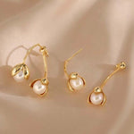 El Regalo Front Back Petals Pearls Stud Earrings- Gorgeous Gold Plated Pearl Drop Bud Earrings for Girls & Women
