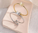 El Regalo 1PC Cute Stainless Steel Butterfly Ring- Anti Tarnish, Adjustable Butterfly Finger Rings for Girls & Women (Silver)