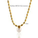 El Regalo Elegant Warterproof 18K Gold Plated Pearl Dainty Ball Bead Chain Necklace - Stainless Steel Anti-Tarnish Jewelry for Women, Girls (Ball Beads Drop Pearl Chain)