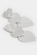 El Regalo Romantic Heart Tassel Metal Texture Long Earrings For Girls & Women Girls- Valentines Day Gift (Matt Silver)