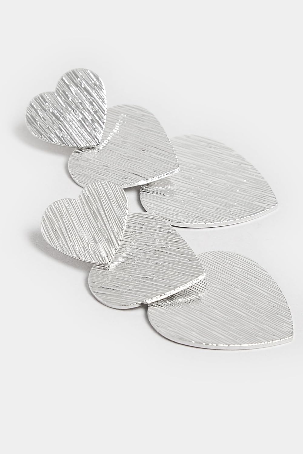 El Regalo Romantic Heart Tassel Metal Texture Long Earrings For Girls & Women Girls- Valentines Day Gift (Matt Silver)